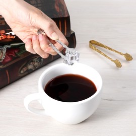 2Pcs 304 Stainless Steel Sugar Cube Tongs,Ymapinc Rose Relief Handle Ice Tong, Gold & Silver Tongs for Sugar Cubes Vintage Small Serving Tong, Tea, Coffee, Appetizers & Desserts