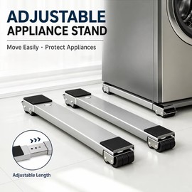 Adjustable Appliance Roller Base Set for Moving Washers and Refrigerators – 2-Piece Iron Support Rails for Home Use