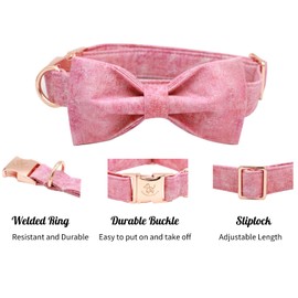 Elegant little tail Pink Colorful Dog Collar, Comfortable Dog Collar with Bowknot, Dog Collar with Soft Bow Tie, Dog Collars for X-Small Puppies