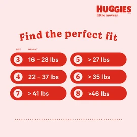 Huggies Size 8 Diapers, Little Movers Baby Diapers, Size 8 (46+ lbs), 38 Count