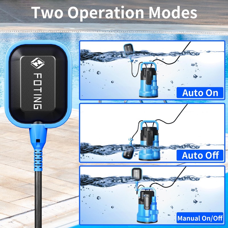 FOTING Sump Pump, High Flow Clean&Dirty Submersible Water Pump, Thermoplastic