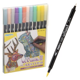 マービー 水性染料 ツインマーカールプルームII 12本組 ペール&ライトセット 1122-12C