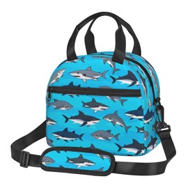 Shark Insulated Lunch Bag for Women & Men - Leakproof Reusable Cooler Tote with Adjustable Strap, Large Capacity Thermal Lunch Box for Work, Office, Picnic, Travel