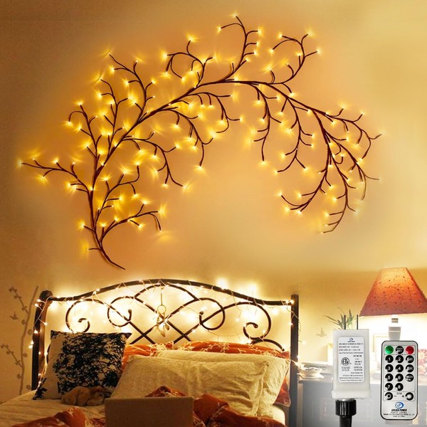 Christmas Willow Vine Lights Room Decor, 8FT Halloween Decorations Indoor