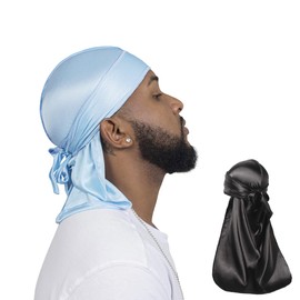 ForceWave 2 Pieces Silky Durag Pack for Men Women Waves, Premium Satin Deluxe Du-rag