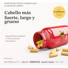 HAIRtamin Suplemento vitamínico de biotina para rápido crecimiento del cabello Sin gluten, 30 cápsulas vegetarianas Para un cabello más fuerte, más la