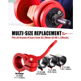 ZY-HUAN Mini Pro Barbell Clips 1 inch I Multi-Size Adjustable Barbell Collar I 1 inch Barbell ClampsIQuick Release Weight Clips Pair of Locking for Dumbbell Bar (Red)