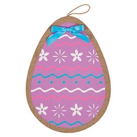 Bright Easter Egg Burlap Door Sign - Rustic Easter Home Decor