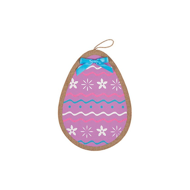 Bright Easter Egg Burlap Door Sign - Rustic Easter Home