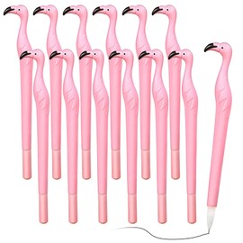 Sabary 12 Pieces Cute Flamingo Pens Gift Creative Flamingo Pen Novelty Plastic Pink Rubber Ballpoint Pens Black Ink 0.5 mm for Women Teacher Student Girlfriend Flamingo Party Favors Supplies