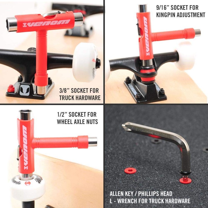 Venom Skateboards Skate Tool All-In-One Multi-functional Portable Pocket Socket T