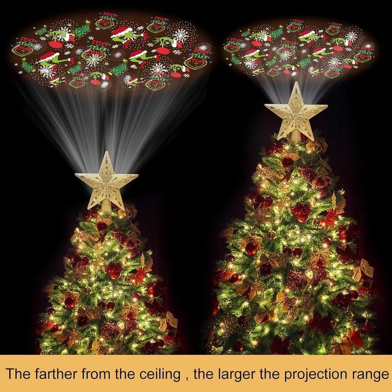 Christmas Tree Topper Star Lighted with 6 Projection Modes Projector