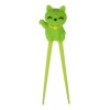 Green Maneki Neko Lucky Cat Reusable Training Chopsticks Set W/