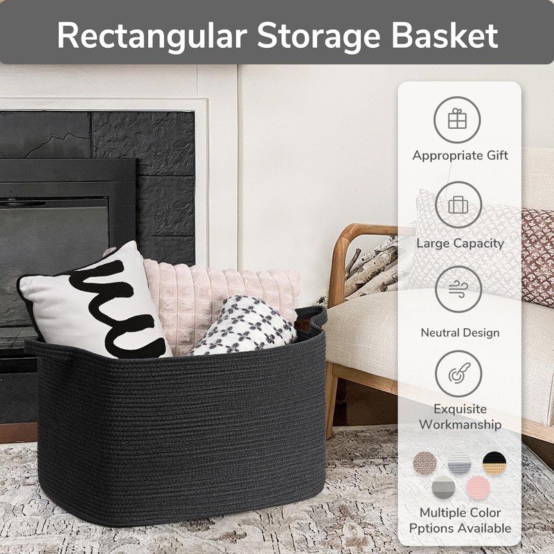 Goodpick Extra Large Storage Basket, 23.6" x 15.7" x 13.8"