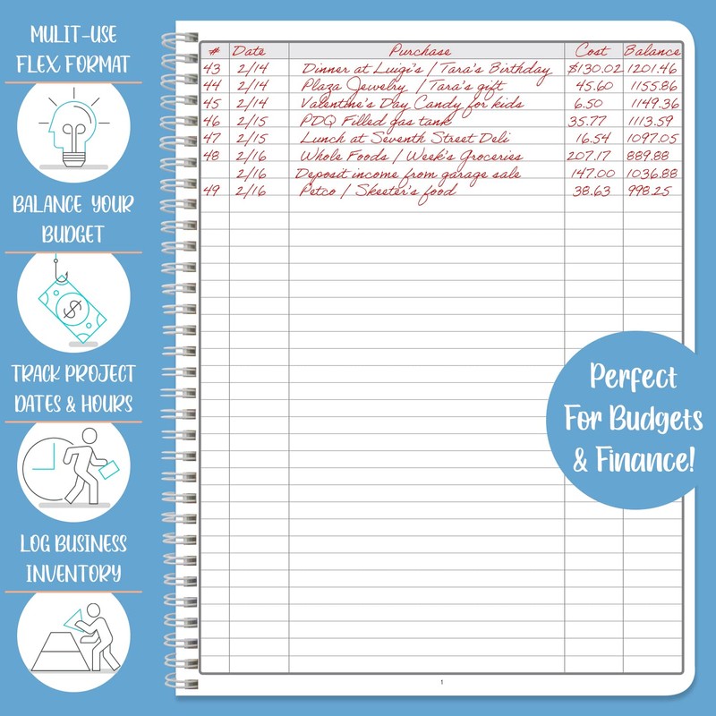 BookFactory Transaction Log Book Transactions Notebook Ledger Register - Wire-O,