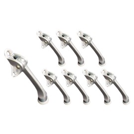 QCAA Heavy Duty Kickdown Door Stopper, 4", Zinc Die Cast, Satin Chrome, 8 Pack, Made in Taiwan