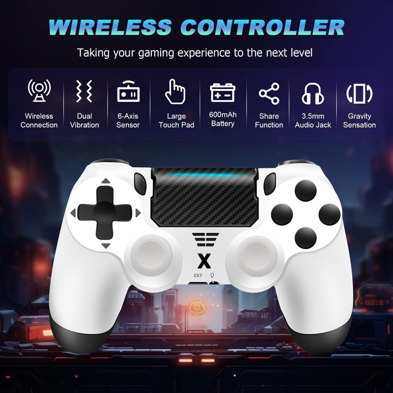 Effdrdfs Wireless Controller, Upgraded Controller Wireless for PS-4/Slim/PC, Bluetooth Gamepad