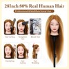 28" Mannequin Head with 80% Human Hair - Cosmetology Manikin