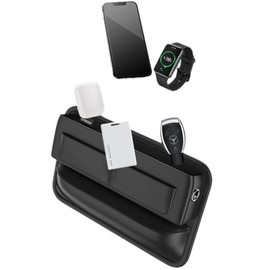 DaMohony Car Seat Gap Filler, Universal Front Seat Gap Organizer Multifunctional Seat Side Car Leather Gap Bag for Phones Glasses Keys Cards