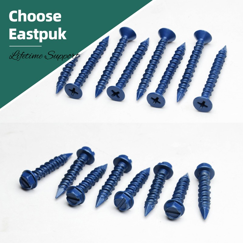 EASTPUK 200Pcs Concrete Screws Anchors with Drill Bit, 3/16" 1/4"