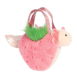 Aurora® Fashionable Fancy Pals™ Strawberry Axolotl Stuffed Animal - On-The-go Companions - Stylish Accessories - Pink 8 Inches