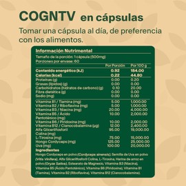 Nootropico con Vitaminas B, L-Teanina, L-Tirosina, Coenzima y Hongo Cordyceps. Con 60 capsulas de 500mg (2 Meses). VitalBotanics. Nootropico. Suplementos Alimenticios. Vitaminas para Mujer y Hombre.