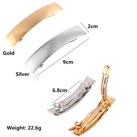 XHBTS 4 Set Long and Thin Handmade Hair Clip Barrette,Metal Hair Pins French Styles Hair Barrettes Hair Clips for Women and Girls Silver Gold