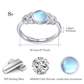 Moonstone & Turquoise for Women 925 Sterling Silver Adjustable Rings Christmas Gift for Mum Girlfriend Girls, Sterling Silver, 人论白