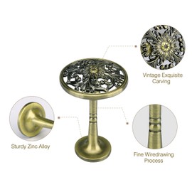 Lewondr Curtain Tiebacks, 2 Pieces Wall Curtain Hooks, Vintage Style Metal Engraving Craft, Decorative Hangers for Home, Living Room, Bathroom, Cupboard, Coat Hooks, Bronze Sunflower