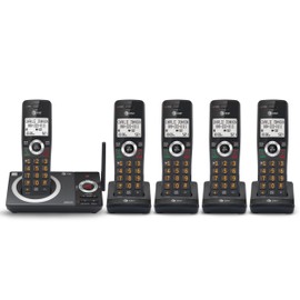 AT&T CL82519 DECT 6.0 5-Handset Cordless Phone for Home with Answering Machine, Call Blocking, Caller ID Announcer, Intercom and Long Range, Black