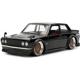 Diecast Model Car Compatible with Jada JDM Tuners 1973 Datsun 510 Advan Die-Cast Model Car, 1:24 Scale, Black 35954