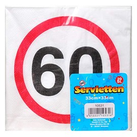 Udo Schmidt GmbH Serviettes 60 Inches Decoration 60th Birthday Decoration Party Table Decoration 20-Piece