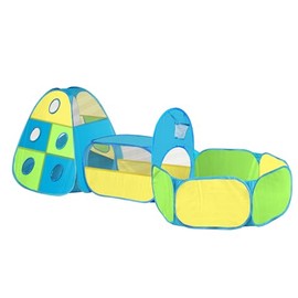 3 in 1 Kids Play Tent with Tunnel & Ball Pit,Pop Up Indoor/Outdoor Playhouse for Boys and Girls,Crawling Tunnel Toy with Fun Toss It Game Zone,Easy Setup Foldable Carry Bag (Balls Not Included)