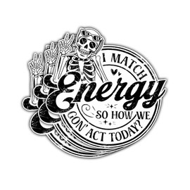 3Pcs I Match Energy So How We Gon Act Today Retro Skeleton Hand Sticker I Match Energy So How We Gon' Act Today Stickers Positive i Match Energy Decal for Laptop Bottle Phone Car Hard Hat 3"x3"