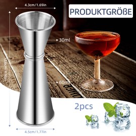 Set of 2 Cocktail Measuring Cups, 2 oz and 1 oz Cocktail Measuring Cups Made of Stainless Steel, Measuring Cup for Bartender Bar Accessories
