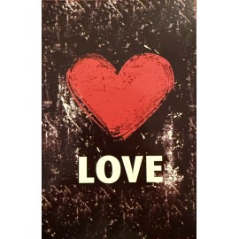 Love Red Heart Distressed Black Background #4814 Ephemera Postcard Tag Journal