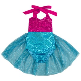 carkoo Mermaid Baby Girl una pieza Swimsuits con Tutu vestido, Rosa