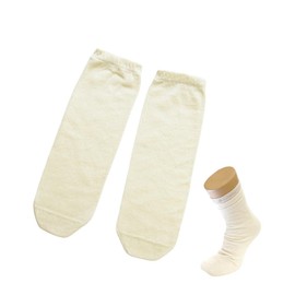 BelleClart Women's 100% Silk Socks, Round Toe Socks, Made in Japan, For Sleeping, Layered, Sleeping, One Size Fits Most, Loose Design, Men's OK, light beige, Free size