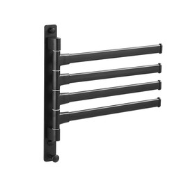 JYL HOME Swivel Hand Towel Bar Bathroom Swing Hanger Towel Rack Holder Matte Black Finish, Wall Mounted, 4-Arm