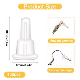 150 Pcs Clear Silicone Earring Backs Full Cover, Full Cover Earring Backs for Hook Earrings, Hypoallergenic Secure Push-Back Earring Stoppers, Clear Earring Backs Replacements for Earring Studs