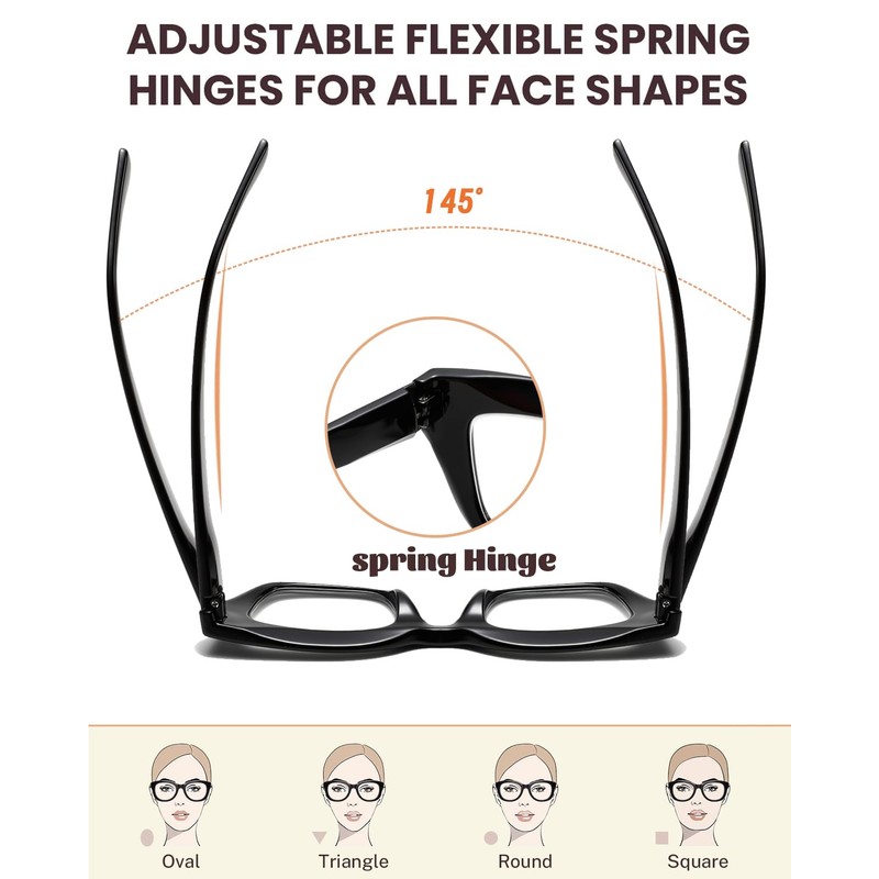 Hubeye 3 Pack Oprah Style Reading Glasses Oversized Readers Blue