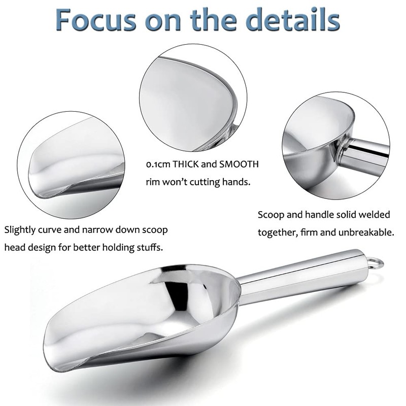 Stainless Steel Scoop Set of 3 (3-5-8 Ounce), E-far Small