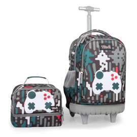 Tilami Rolling Backpack for Kids 18 Inch Wheeled Bookbag for Boys & Girls for School & Travel,Game