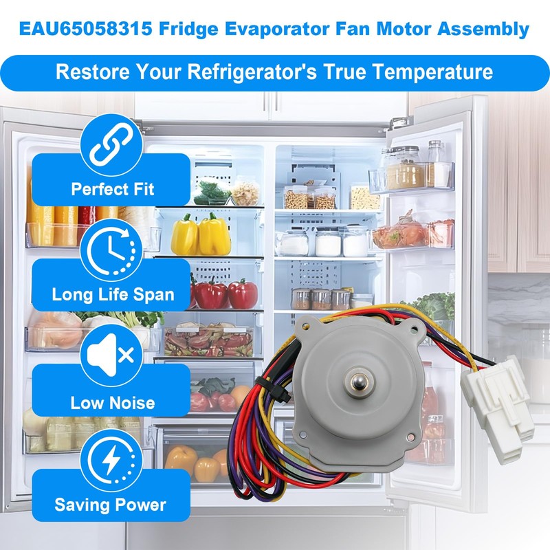EAU65058315 Refrigerator Evaporator Fan Motor Assembly Compatible with LG Kenmore