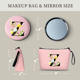 Regalos de cumpleaños y boda para mujer: bolsa de maquillaje con espejo, perfecto para novia, dama de honor, hermana o amiga, Rosado, Z