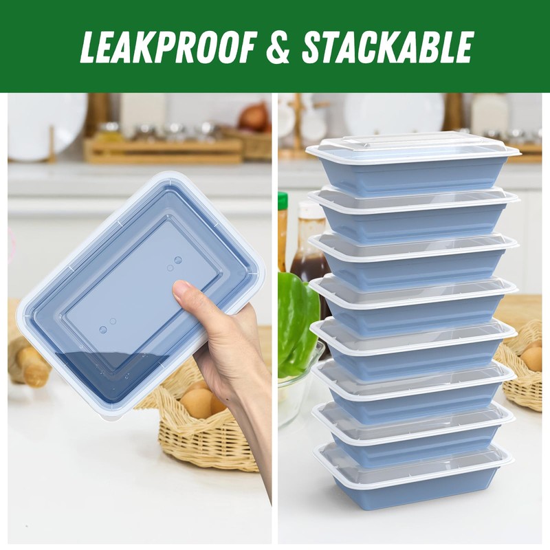 50 Pack (100-Piece) 32 oz Meal Prep Containers Reusable with