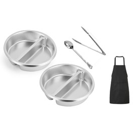 2 Pack ChefQ 2.5 Inch Deep Round Divided Food Pan for 6 Qt Chafing Dish Anti-Jam Stainless Steel Steam Table/Hotel Pan, Round Sectional