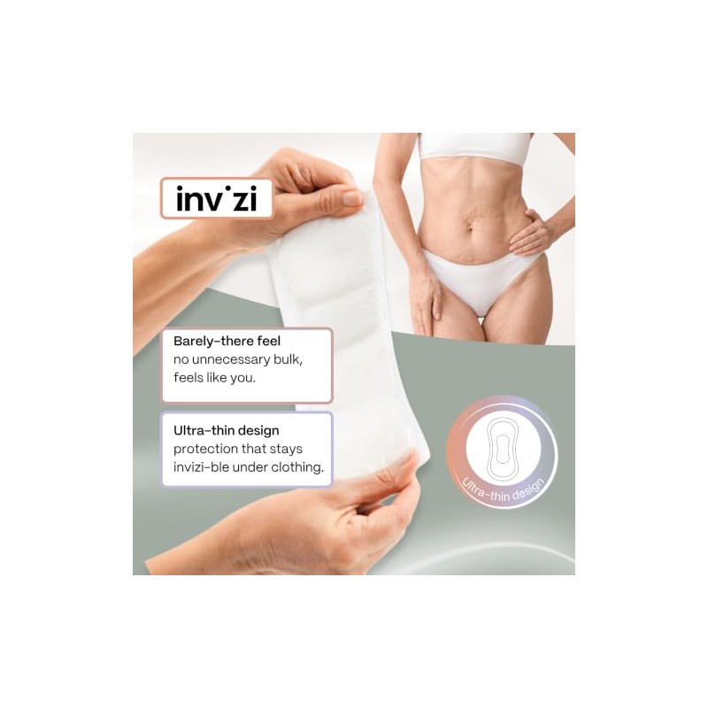 Invizi Regular Disposable Incontinence Pads – Slimline Pads for Light
