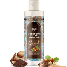 Mushroom Coffee Creamer with MCT Oil by Owl & Ox | L Theanine, Nootropic Superfood Blend, Vegan, Sugar Free, Dairy Free, Adaptogens, Plant Based & Keto Friendly, Hazelnut Chocolate Flavor, 30 Servings