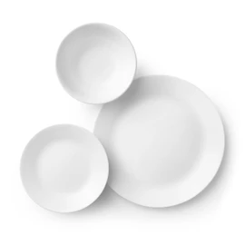 Corelle Vitrelle 18-Piece Service for 6 Dinnerware Set Triple Layer Glass and Chip Resistant, Lightweight Round Plates and Bowls Set, Winter Frost White